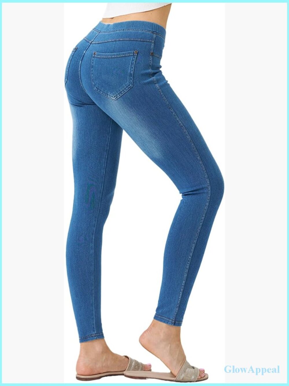 Stretchy Jeggings With Pockets Tummy Control Pull On Skinny Jeans